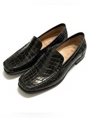 ARA René Echt Mokassin black crocodile loafers leather size 9 like new